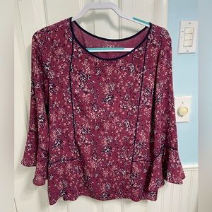 Loft Mixed Media blouse with flared cuffs